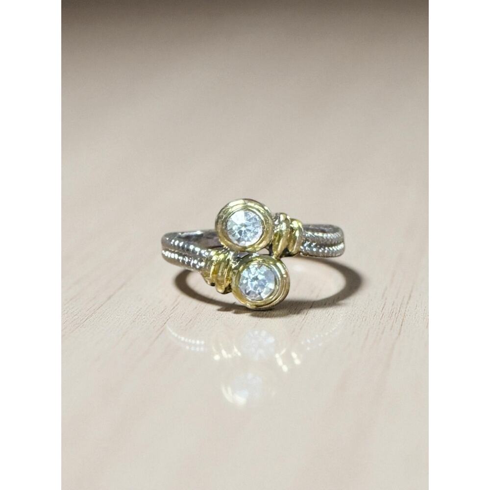 Silver & Gold Braided Bypass Ring